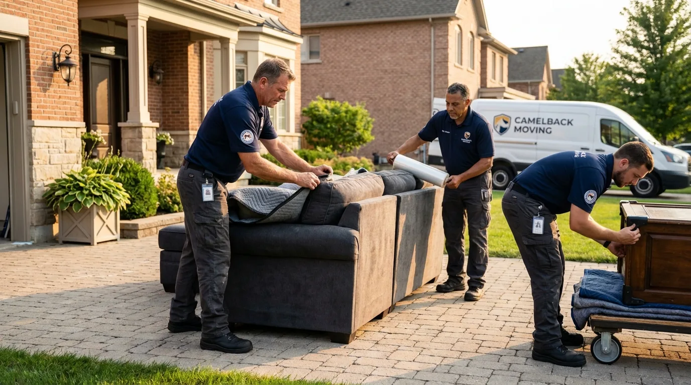 Large estate moving crew wrapping furniture in Roswell, NM